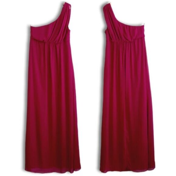 FORCAST \ One Shoulder Empire Waist Maxi Dress Pink Sz 10 Flawed - Picture 1 of 15